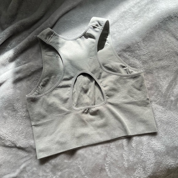 NWOT H&M Gray Ribbed Cropped Sports Bra Tank - Picture 3 of 3